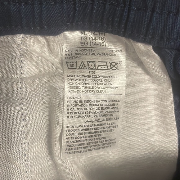 Old Navy Blue built in flex relaxed slim pull on cargo pants boys size XL 14-16 - Picture 13 of 16